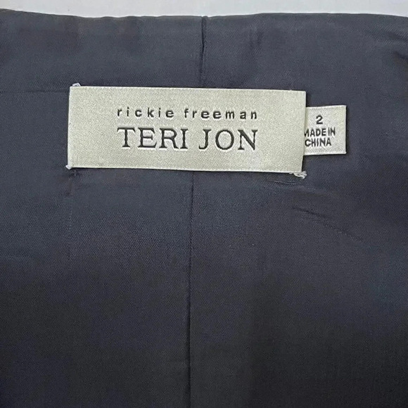 Rickie Freeman for Teri Jon Cocktail Evening Wrap Midi Dress - Black - Sz 2 - Picture 4 of 6